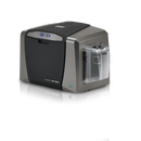 An HID Fargo DTC1250e base model card printer angled left.