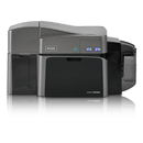 An HID Fargo DTC1250e dual-hopper card printer front facing.
