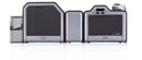 An HID Fargo HDP5000 dual-sided card printer with encoder and laminator module front facing.