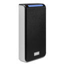 An HID Signo 20 PACS reader right-angled with blue LED.