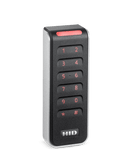 An HID Signo 20 PACS reader right-angled with red LED.