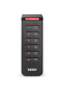 An HID Signo 20k PACS reader straight facing with red LED.